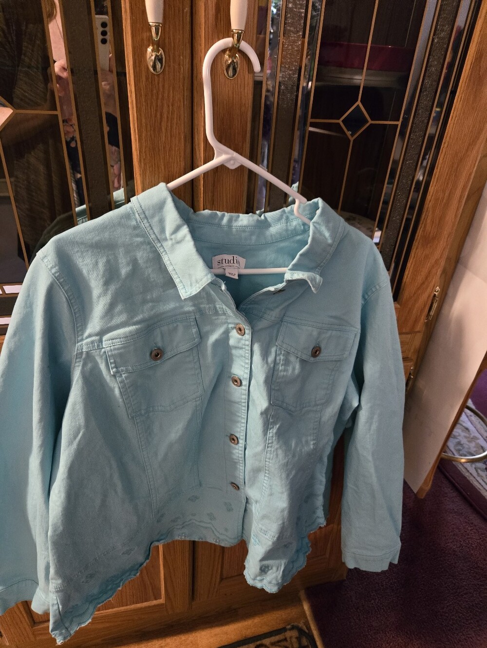 Studio One Light Aqua Button-Up Jacket